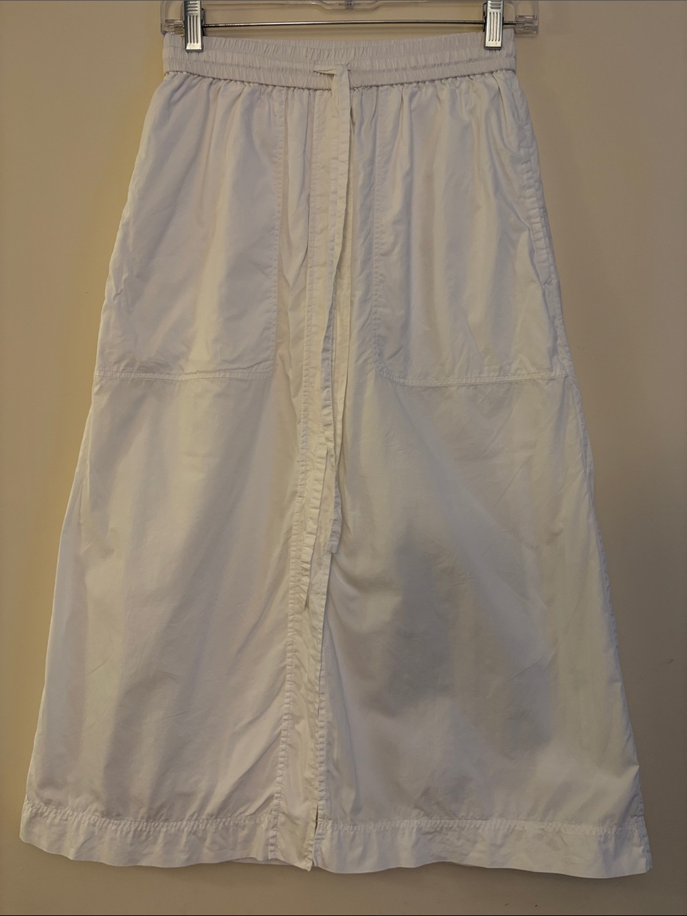COS Women’s White Midi Drawstring Elastic Waist Front Slit Skirt, size US 2 - Picture 4 of 9